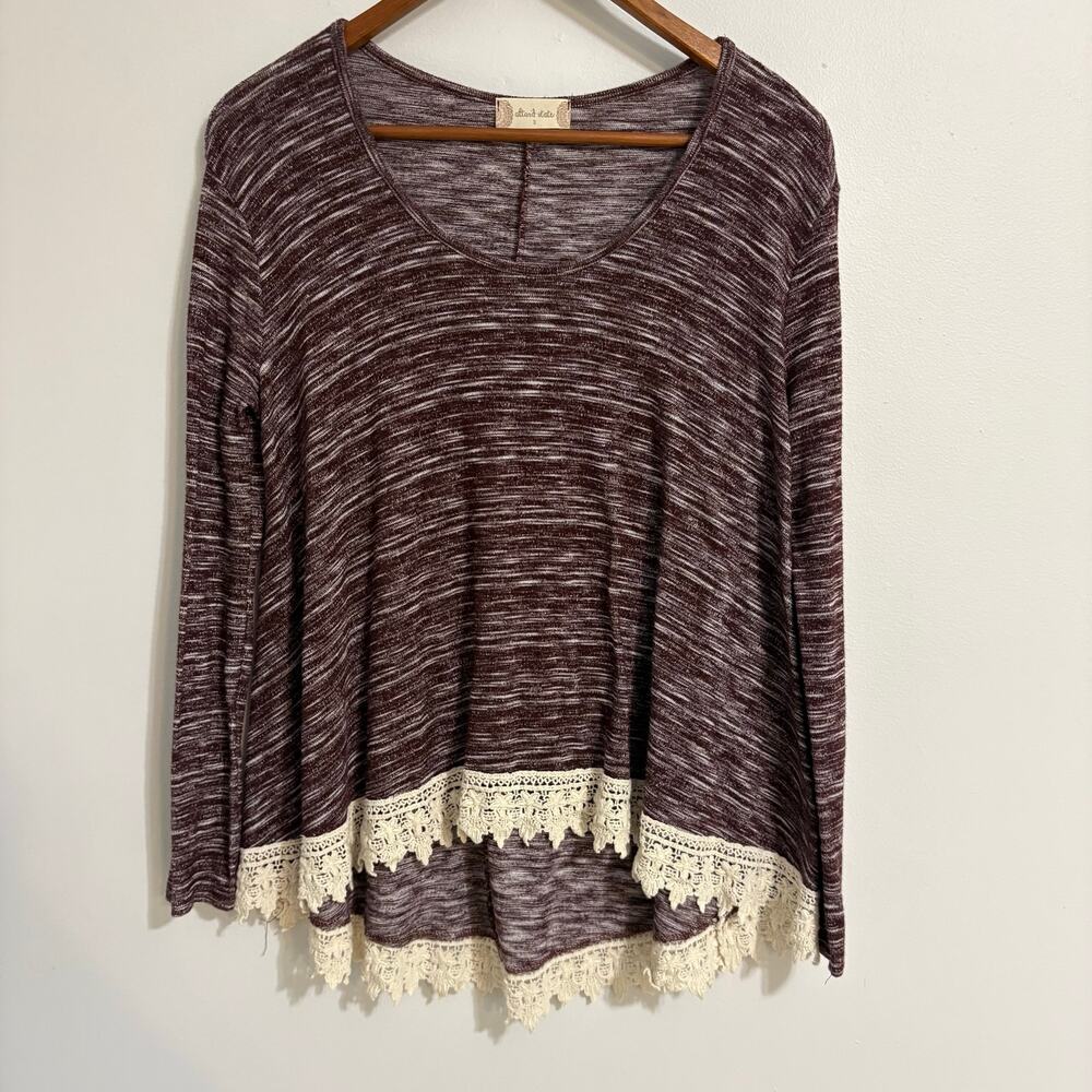 Altar'd State Women's Small Boho Fringe Long Sleeve Top Cottage